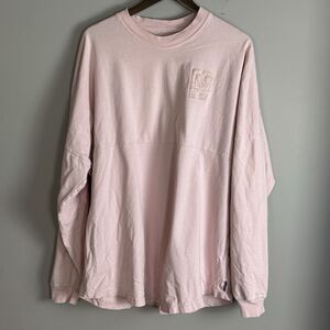 WALT DISNEY SPIRIT JERSEY Womens Pink Sparkle Long Sleeve Shirt Size XL Puff